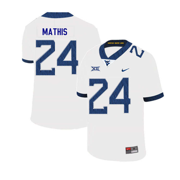 2019 Men #24 Tony Mathis West Virginia Mountaineers College Football Jerseys Sale-White